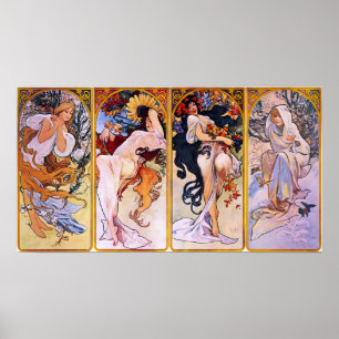 Four Seasons by Alphonse Mucha 1895 Poster