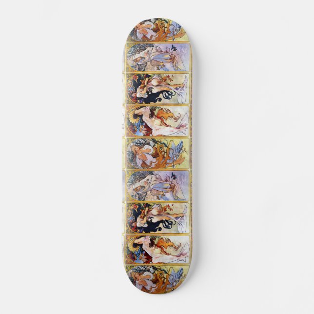 Four Seasons by Alphonse Mucha 1895 Skateboard (Front)