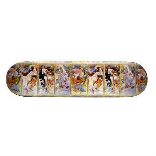 Four Seasons by Alphonse Mucha 1895 Skateboard