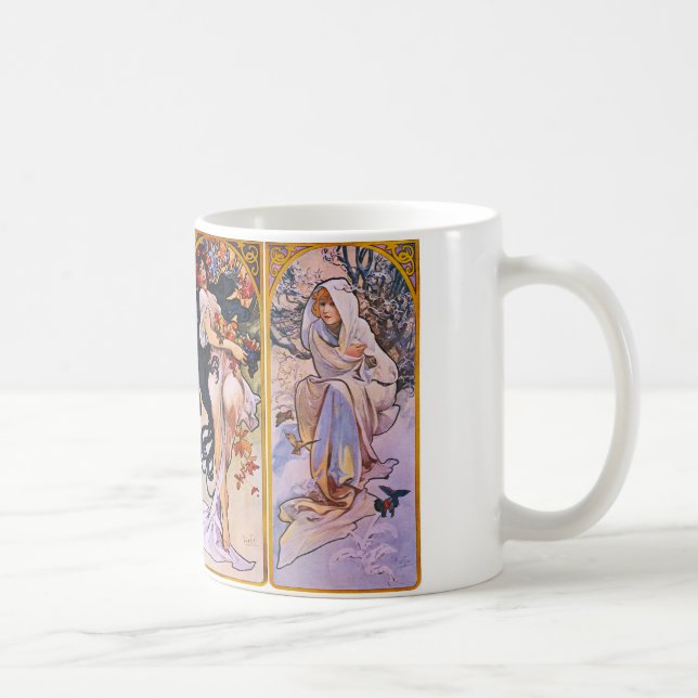 Four Seasons by Alphonse Mucha Coffee Mug (Right)
