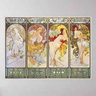 Four Seasons by Alphonse Mucha Poster