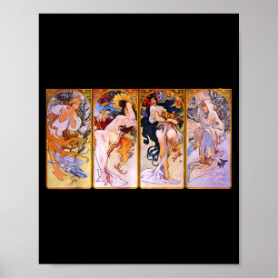 Four Seasons by Mucha Art Nouveau Poster
