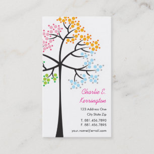 Four Seasons Colourful Dotted Tree Modern Nature Business Card