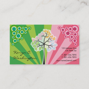Four Seasons Colourful Dotted Tree Modern Nature Business Card