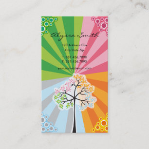 Four Seasons Colourful Dotted Tree Modern Nature Business Card