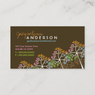 Four Seasons Colourful Dotted Tree Modern Nature Business Card