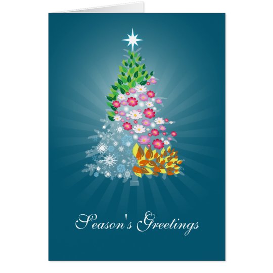 Four Seasons Greeting Card Blue