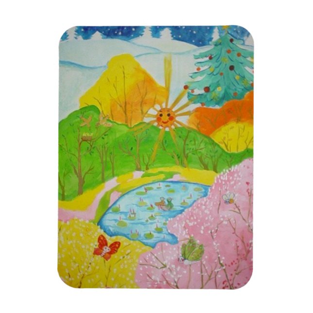 four seasons happy magnet (Vertical)