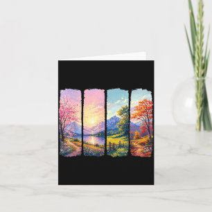 Four seasons landscape colourful nature mountain card