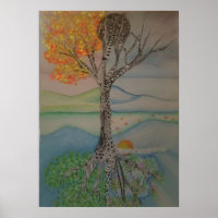 Four seasons line design tree