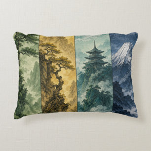 Four Seasons Mountain Japanese Ink Landscape Decorative Cushion