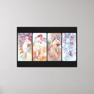 Four Seasons, Mucha Faux Canvas Print
