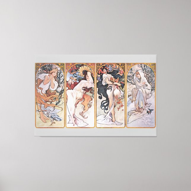 Four Seasons, Mucha Faux Canvas Print (Front)