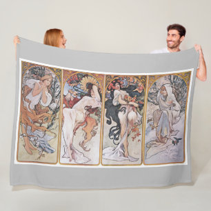 Four Seasons, Mucha Fleece Blanket
