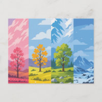 Four Seasons Nature Landscape Panel Art Poster
