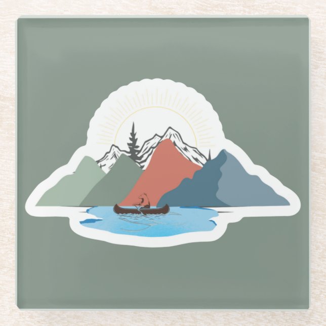 Four Seasons of the Adirondacks  Glass Coaster (Front)