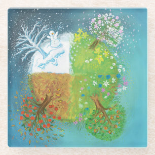 Four Seasons on Earth Glass Coaster