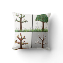 Four Seasons Paw Prints Pillow