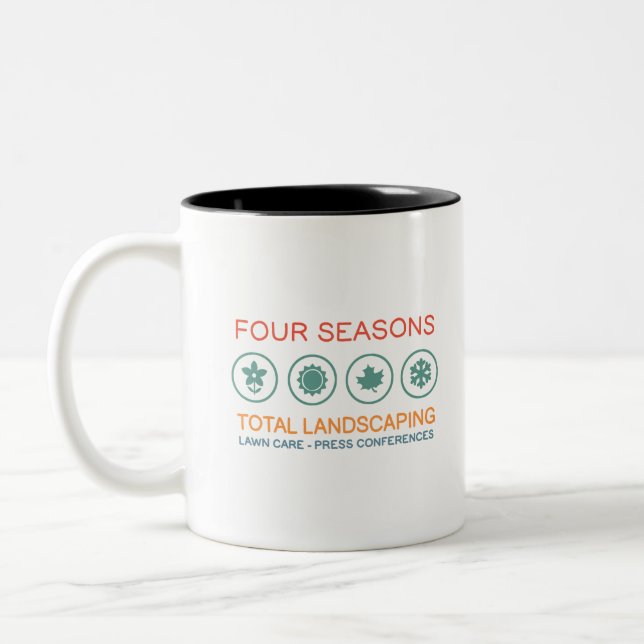 Four seasons - press conferences Two-Tone coffee mug (Left)