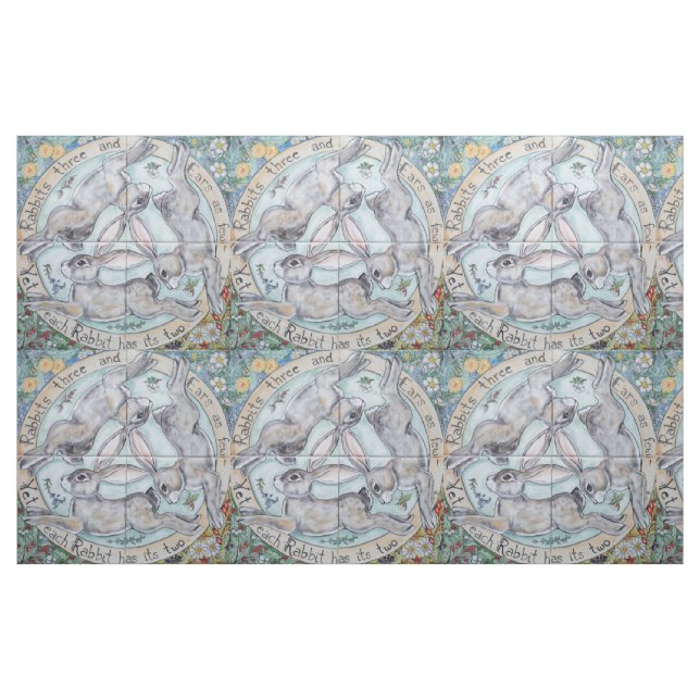 Four Seasons Rabbit Hare Medallion Tiled Fabric (Fat Quarter)
