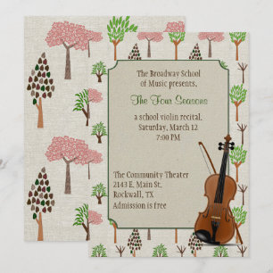 Four Season's Themed Violin Recital Invitation