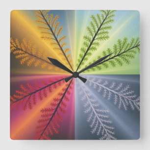 Four Seasons Tree Abstract Square Wall Clock