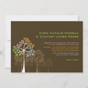 Four Seasons Trees Forest Woodland Wedding Invite