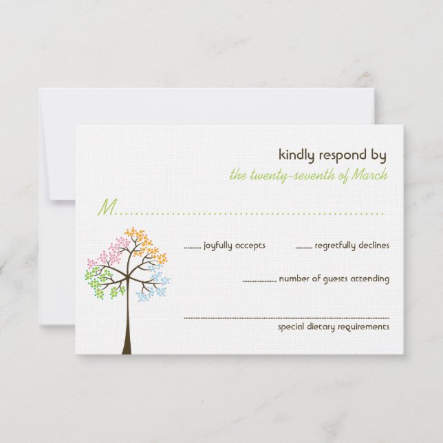 Four Seasons Trees Nature Forest Wedding RSVP Card (Front)