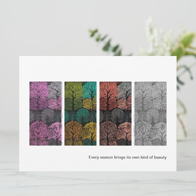 Four Seasons Trees Stylish Contemporary Card (Standing Front)
