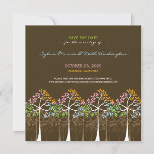 Four Seasons Trees Woodland Wedding Save The Date