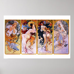 Four Seasons Vintage Art Nouveau by Alphonse Mucha Poster