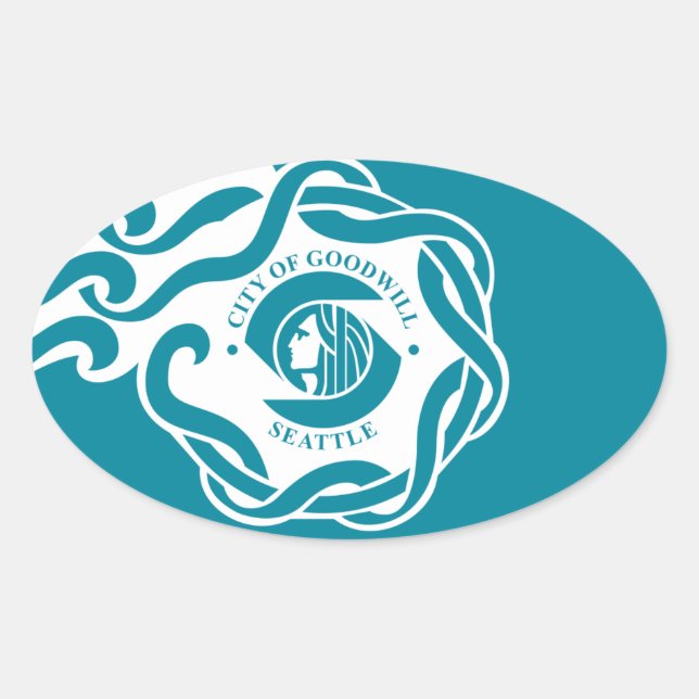 FOUR Seattle Flag Oval Sticker (Front)