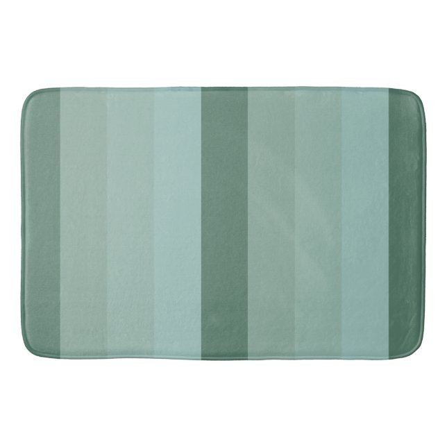 Four Shades of Green Stripes Bath Mat (Front)
