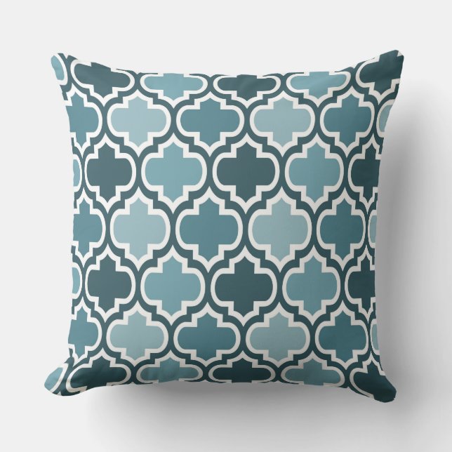 Four Shades Quatrefoil Pattern Cushion Duck Egg (Front)