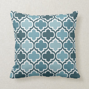 Four Shades Quatrefoil Pattern Cushion Duck Egg