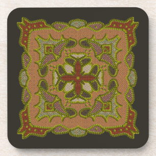 Four Sided Beaded Mandala Coaster