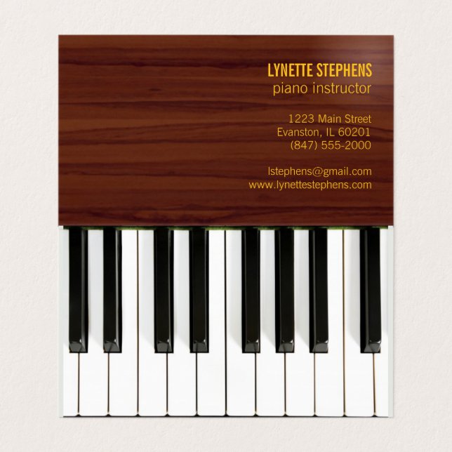 four-sided piano instructor business card (Inside Unfolded)