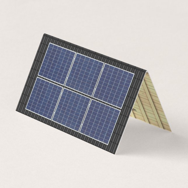 Four-Sided Roofing Rooftop Solar Energy Black Roof Business Card (Front)