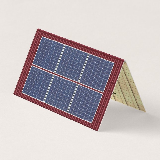Four-Sided Roofing Rooftop Solar Energy Red Roof Business Card (Front)