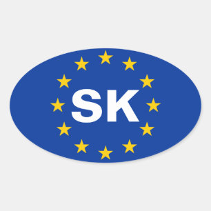 FOUR Slovakia "SK" European Union Flag Oval Sticker
