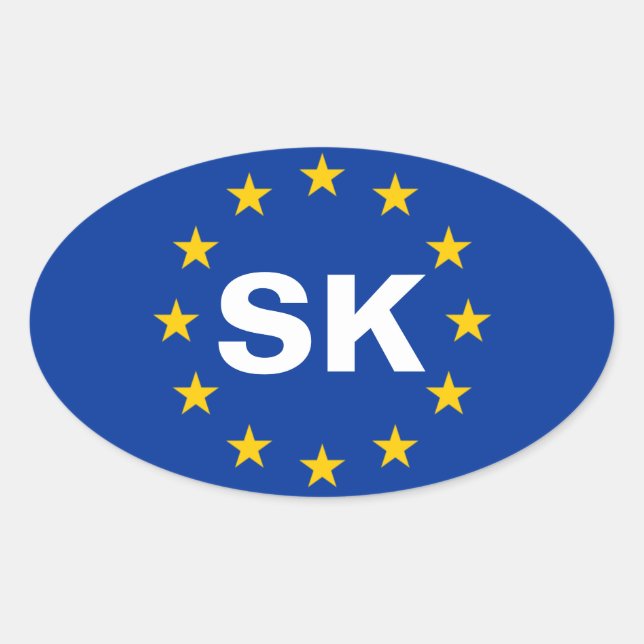 FOUR Slovakia "SK" European Union Flag Oval Sticker (Front)
