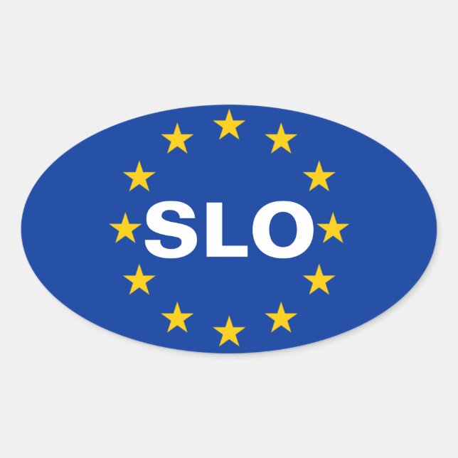 FOUR Slovenia "SLO" European Union Flag Oval Sticker (Front)