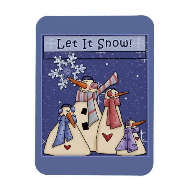 Four snowmen magnet (Vertical)
