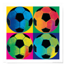 Four Soccer Balls in Different Colors