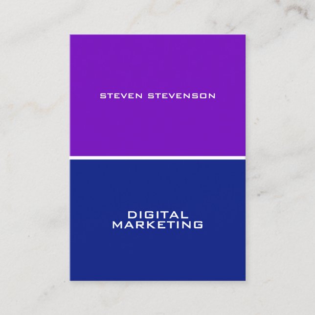 Four space page split violet blue business card (Front)