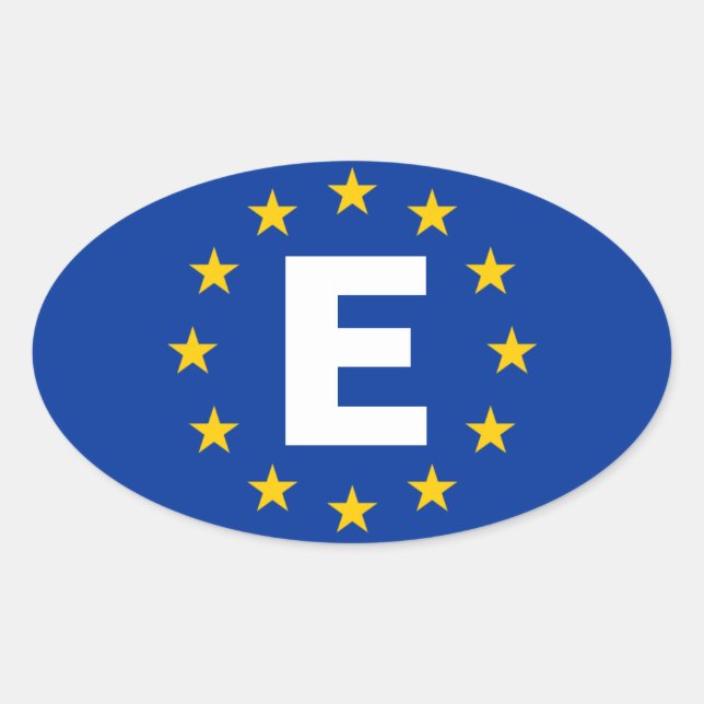 FOUR Spain "E" European Union Flag Oval Sticker (Front)