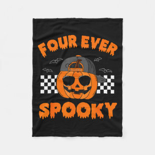 Four Spooky Pumpkin Halloween 4th Birthday Boy 4 Fleece Blanket
