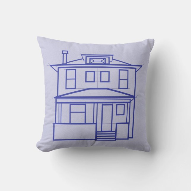 Four Square House Blueprint throw pillow (Front)
