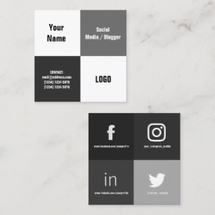 Four square split modern cover square business card