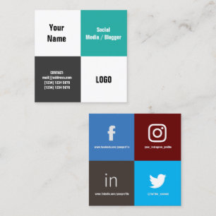 Four square split modern cover square business card